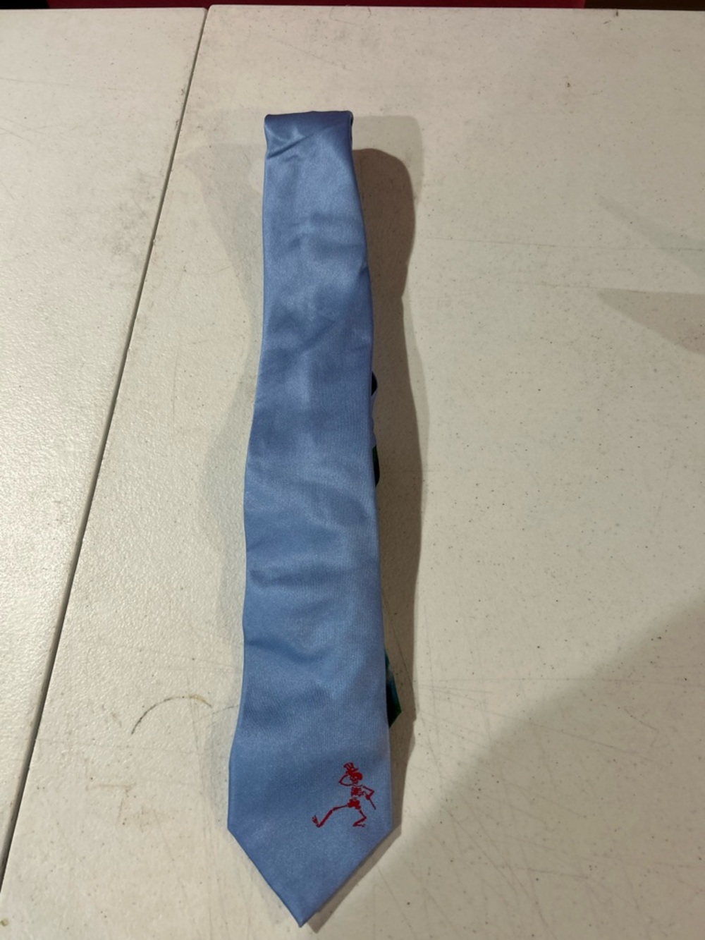 Classic Light Blue Men’s Tie with Red Embroidered Accent Grateful Dead